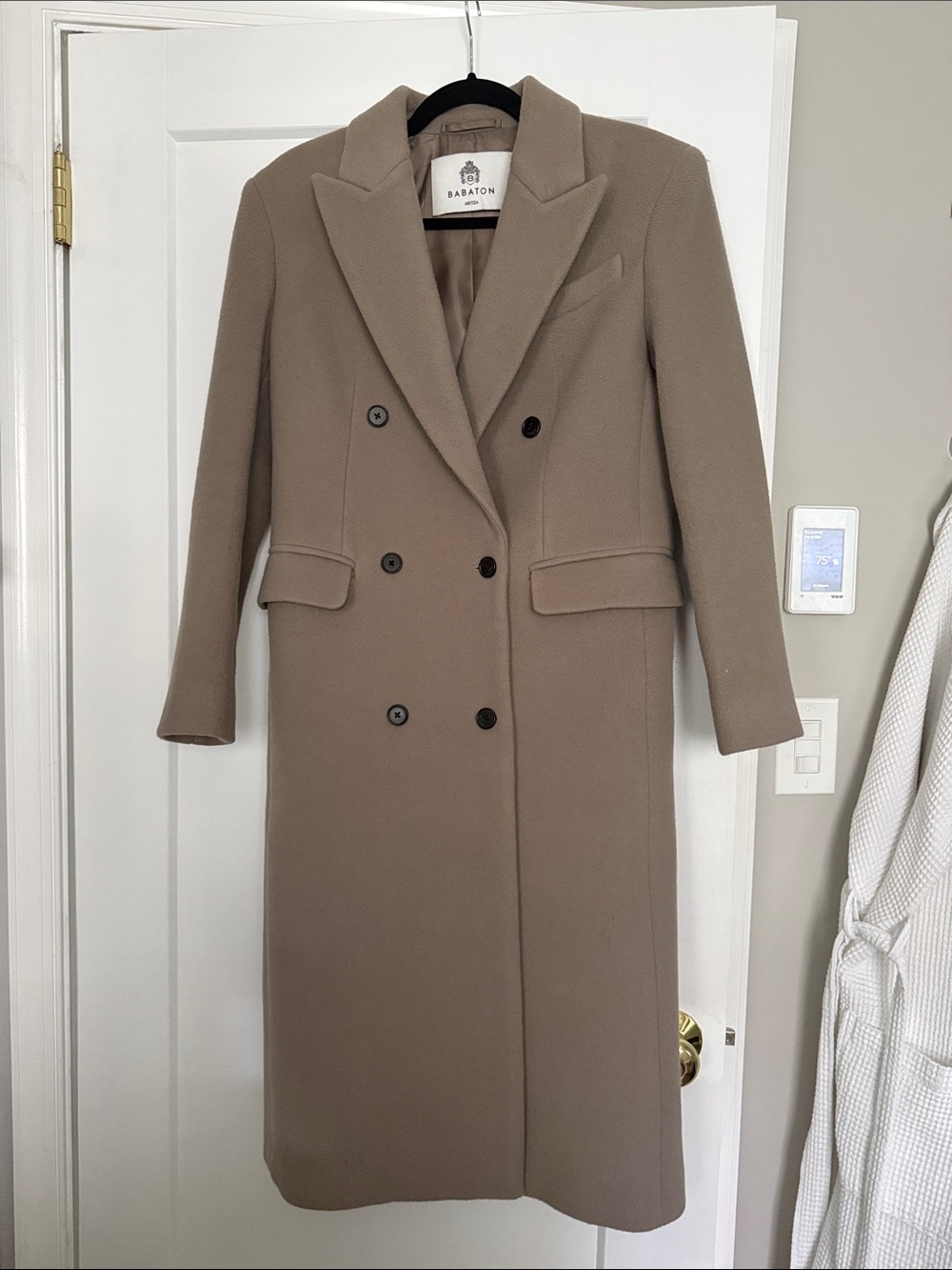 Aritzia Babaton Publication Wool Cashmere Double-Breasted Coat - Taupe (2XS) - Picture 3 of 12